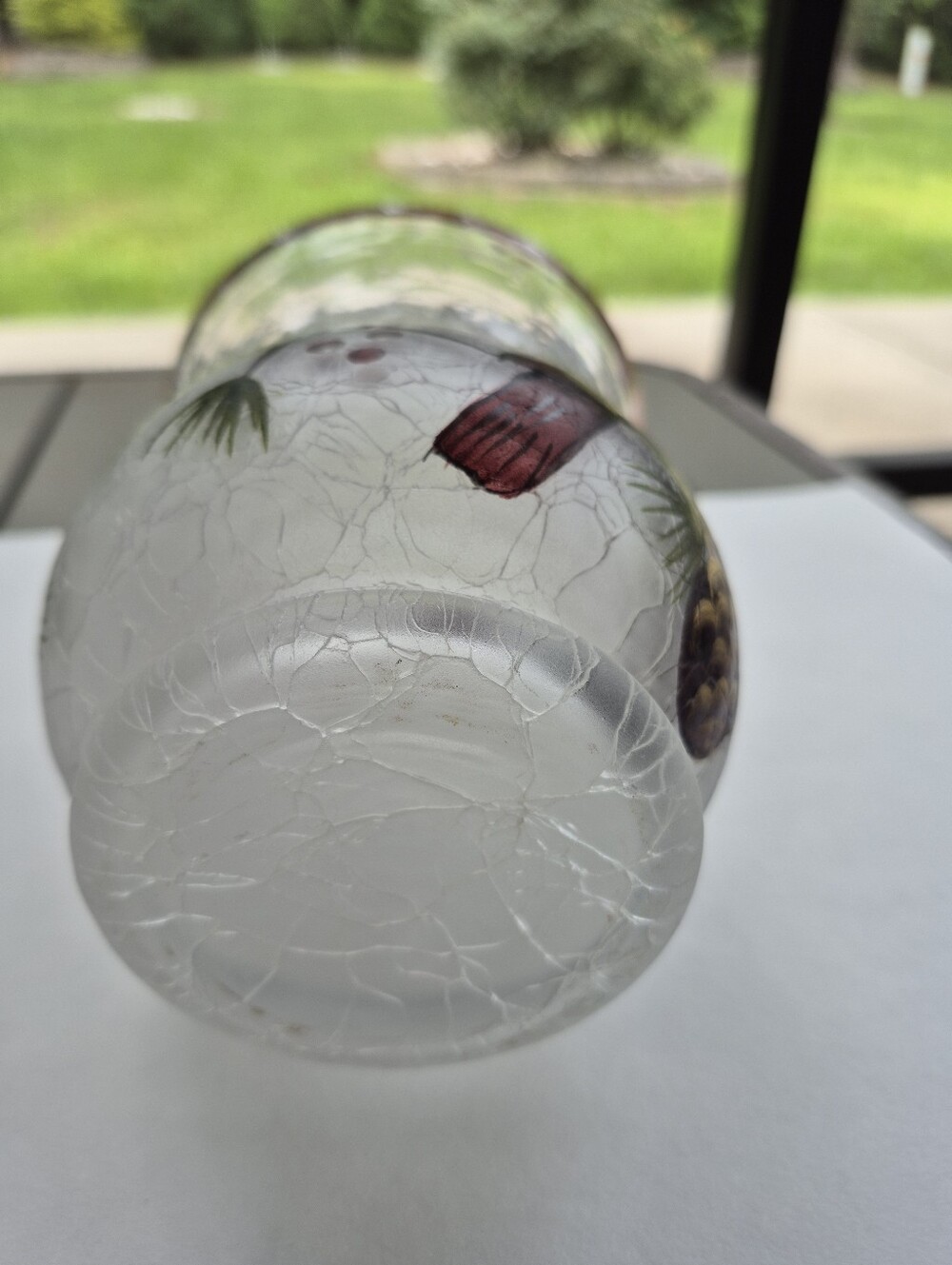 Crackle glass flower vase or candle holder. - Picture 6 of 9
